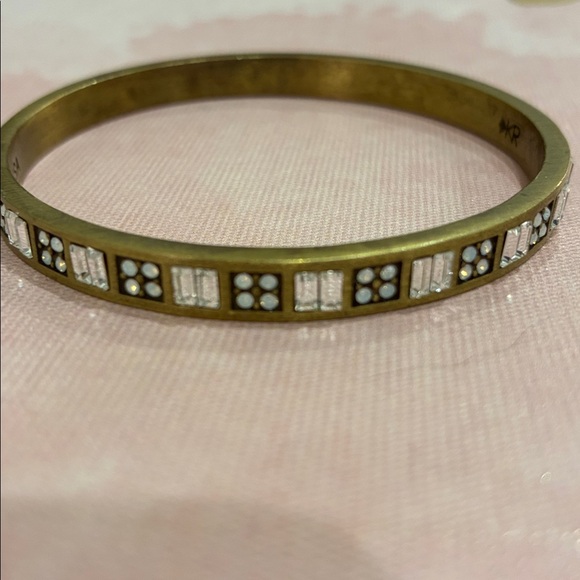 Silpada KR Signed Gold and White Rhinestone Inlay Bangle Bracelet - Picture 10 of 12